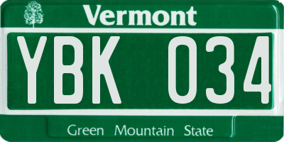 VT license plate YBK034