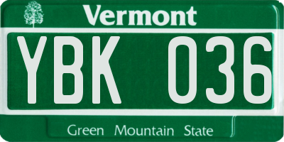 VT license plate YBK036
