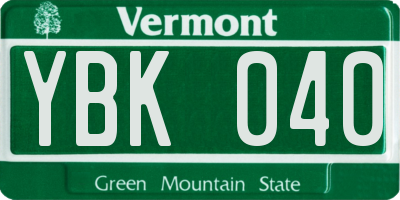 VT license plate YBK040