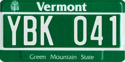 VT license plate YBK041