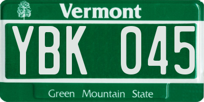 VT license plate YBK045