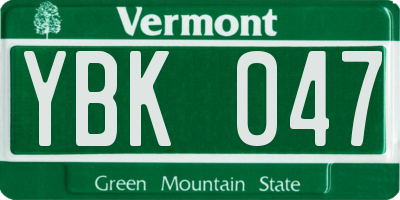 VT license plate YBK047