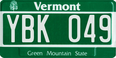 VT license plate YBK049