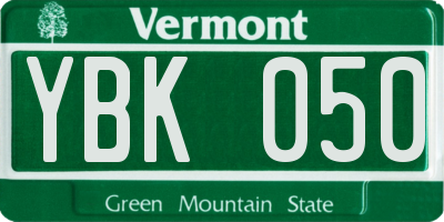 VT license plate YBK050