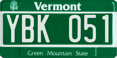 VT license plate YBK051