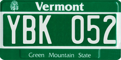 VT license plate YBK052