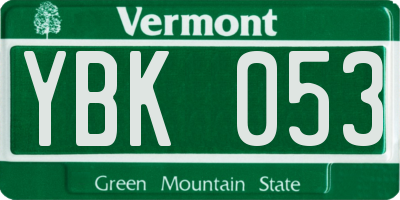 VT license plate YBK053