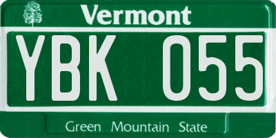 VT license plate YBK055
