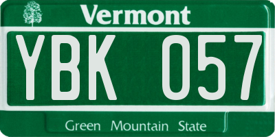 VT license plate YBK057