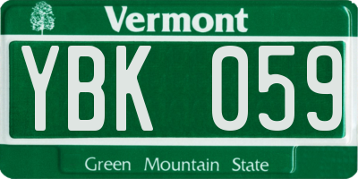 VT license plate YBK059