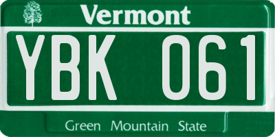 VT license plate YBK061