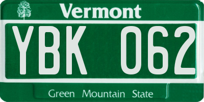 VT license plate YBK062