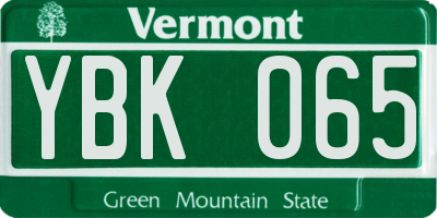 VT license plate YBK065