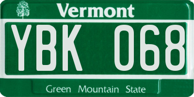 VT license plate YBK068