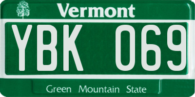 VT license plate YBK069