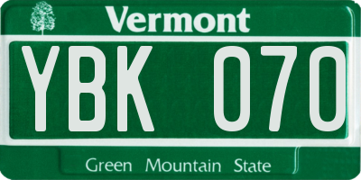 VT license plate YBK070