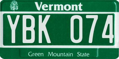 VT license plate YBK074
