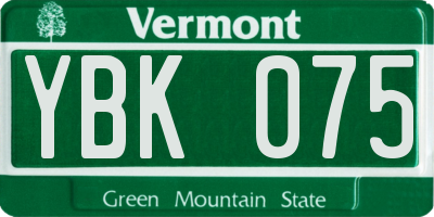 VT license plate YBK075