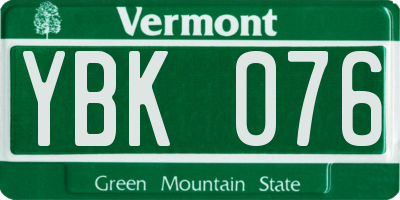 VT license plate YBK076
