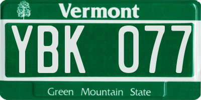 VT license plate YBK077