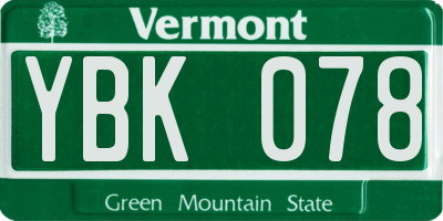 VT license plate YBK078