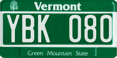VT license plate YBK080