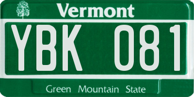 VT license plate YBK081