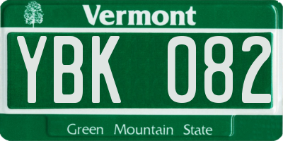 VT license plate YBK082