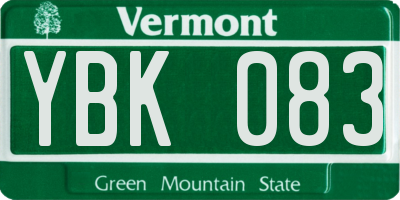 VT license plate YBK083