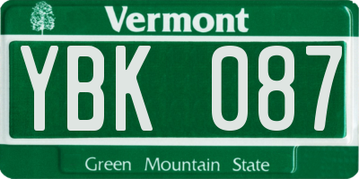 VT license plate YBK087