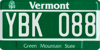 VT license plate YBK088