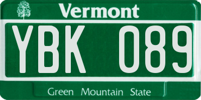 VT license plate YBK089