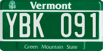VT license plate YBK091