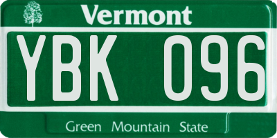 VT license plate YBK096