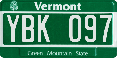 VT license plate YBK097