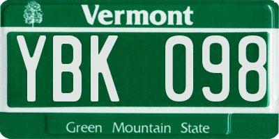 VT license plate YBK098