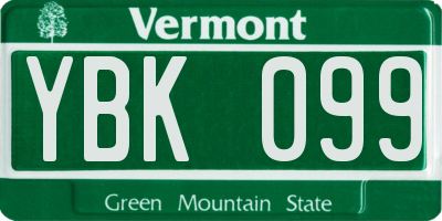VT license plate YBK099