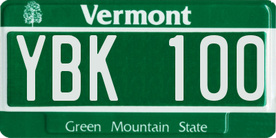 VT license plate YBK100