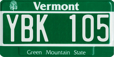 VT license plate YBK105