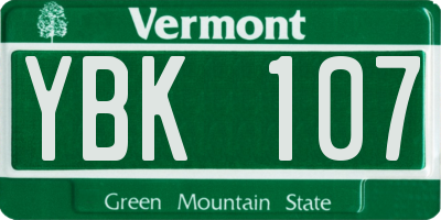 VT license plate YBK107