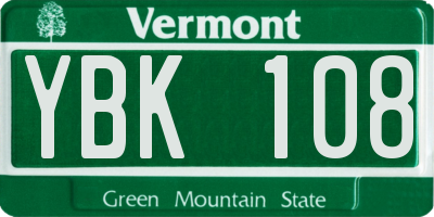 VT license plate YBK108