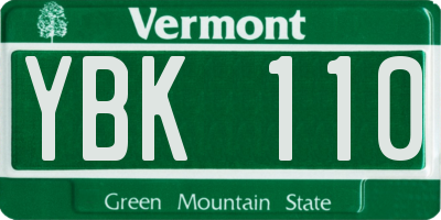 VT license plate YBK110