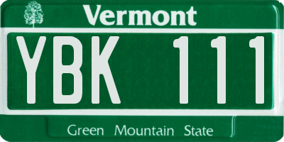 VT license plate YBK111