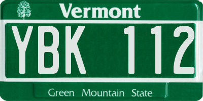 VT license plate YBK112