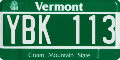 VT license plate YBK113