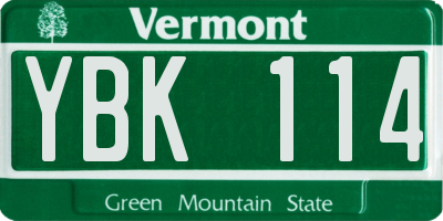 VT license plate YBK114