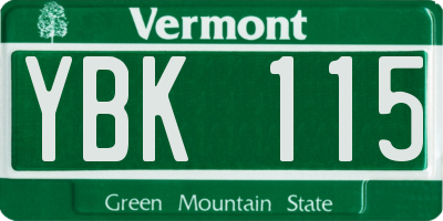 VT license plate YBK115