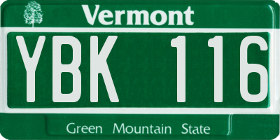 VT license plate YBK116