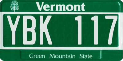 VT license plate YBK117