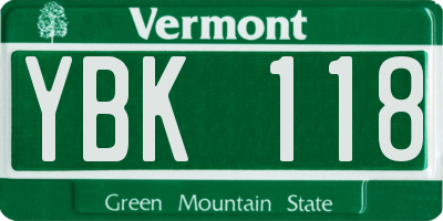 VT license plate YBK118